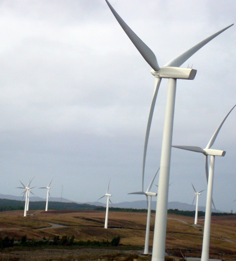 Wind Power Turbines on a Wind Farm